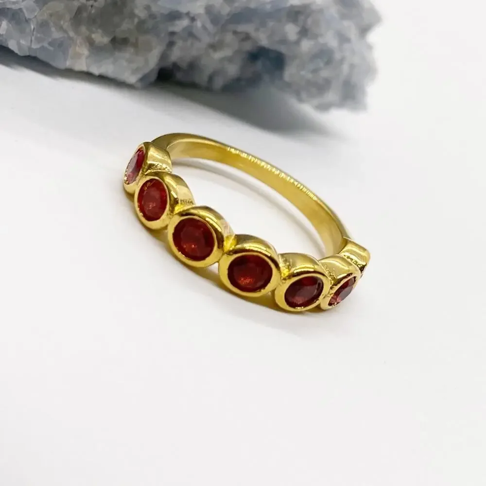 NEW Gold & Red Zirconium Gemstone Statement Ring - Picture 3 of 16